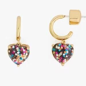 Kate Spade, My Love Multi Glitter Dangle Heart Earrings NWT